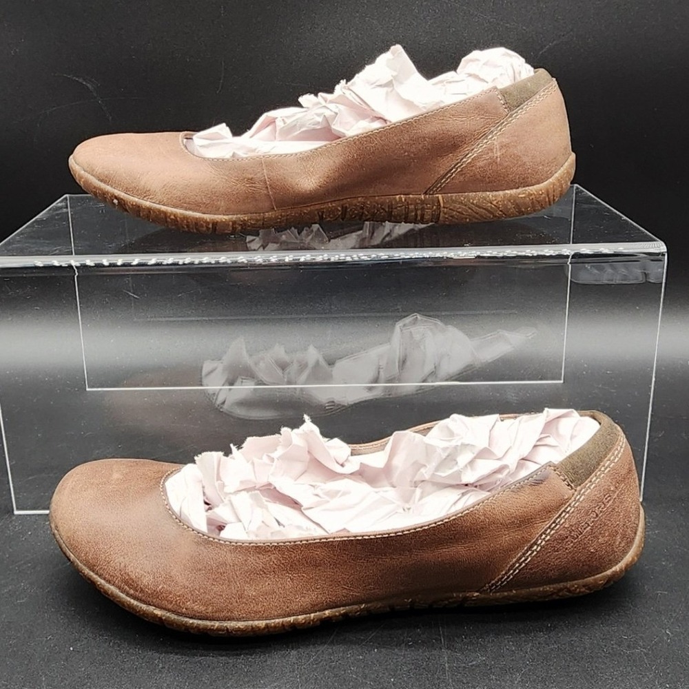 Merrell 7 Brown Mimic Bond Ballet Flats Leather Cottagecore Gorpcore Comfort
